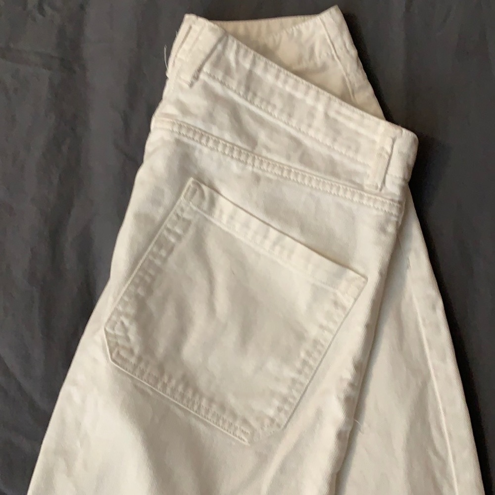 MNG High Rise Straight Fit White Denim Jeans Size 10